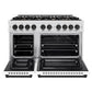 ZLINE Autograph 48" 6.7 cu. ft. Select Double Oven Dual Fuel Range with 8 Burners in DuraSnow® Stainless Steel with White Matte Doors and Matte Black Accents, HDRSZ-WM-48-MB