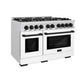 ZLINE Autograph 48" 6.7 cu. ft. Select Double Oven Dual Fuel Range with 8 Burners in DuraSnow® Stainless Steel with White Matte Doors and Matte Black Accents, HDRSZ-WM-48-MB