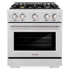 ZLINE 30" 4.2 cu. ft. Select Gas Range with Convection Gas Oven in DuraSnow® Stainless Steel with 4 Brass Burners, HGRS-BR-30
