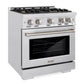 ZLINE 30" 4.2 cu. ft. Select Gas Range with Convection Gas Oven in DuraSnow® Stainless Steel with 4 Brass Burners, HGRS-BR-30