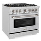 ZLINE 36" 5.2 cu. ft. Select Gas Range in DuraSnow® Stainless Steel with 6 Brass Burners, HGRS-BR-36