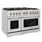 ZLINE 48" 6.7 cu. ft. Select Double Oven Gas Range in DuraSnow® Stainless Steel with 8 Brass Burners, HGRS-BR-48