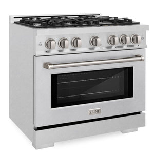 ZLINE 36" 5.2 cu. ft. Select Gas Range with 6 Burners in DuraSnow® Stainless Steel, HGRS-36