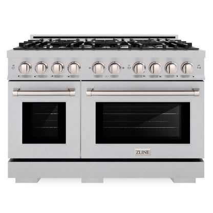 ZLINE 48" 6.7 cu. ft. Select Double Oven Gas Range with 8 Burners in DuraSnow® Stainless Steel, HGRS-48