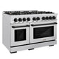ZLINE Autograph 48" 6.7 cu. ft. Select Double Oven Gas Range with 8 Burners in DuraSnow® Stainless Steel and Matte Black Accents, HGRSZ-48-MB