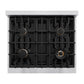ZLINE Autograph 30" 4.2 cu. ft. Select Gas Range with 4 Burners in DuraSnow® Stainless Steel with White Matte Door and Matte Black Accents, HGRSZ-WM-30-MB