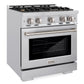 ZLINE 30" 4.2 cu. ft. Select Dual Fuel Range withs in Stainless Steel with 4 Brass Burners, HDR-BR-30