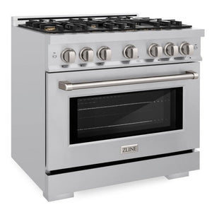 ZLINE 36" 5.2 cu. ft. Select Dual Fuel Range withs in Stainless Steel with 6 Brass Burners, HDR-BR-36