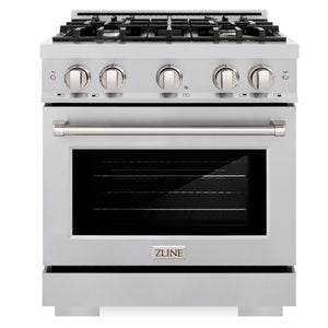 ZLINE 30" 4.2 cu. ft. Select Dual Fuel Range with 4 Burners in DuraSnow® Stainless Steel, HDRS-30