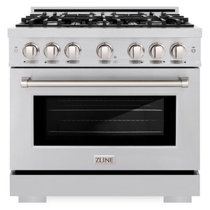 ZLINE 36" 5.2 cu. ft. Select Dual Fuel Range with 6 Burners in Stainless Steel, HDR36