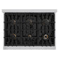 ZLINE Autograph 36" 5.2 cu. ft. Select Dual Fuel Range with 6 Burners in Stainless Steel with Black Matte Door and Champagne Bronze Accents, HDRZ-BLM-36-CB