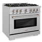 ZLINE 36" 5.2 cu. ft. Select Gas Range with Convection Gas Oven in Stainless Steel with 6 Brass Burners, HGR-BR-36