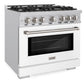 ZLINE 36" 5.2 cu. ft. Select Gas Range with 6 Burners in Stainless Steel with White Matte Door, HGR-WM-36