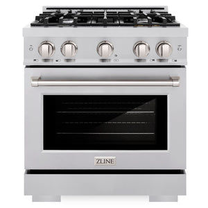 ZLINE 30" 4.2 cu. ft. Select Gas Range with 4 Burners in DuraSnow® Stainless Steel, HGRS-30