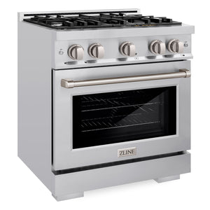 ZLINE 30" 4.2 cu. ft. Select Gas Range with 4 Burners in DuraSnow® Stainless Steel, HGRS-30