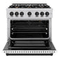 ZLINE Autograph 36" 5.2 cu. ft. Select Gas Range with 6 Burners in Stainless Steel with White Matte Door and Matte Black Accents, HGRZ-WM-36-MB