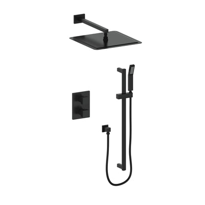 ZLINE Crystal Bay Thermostatic Shower System in Matte Black, CBY-SHS-T2-MB