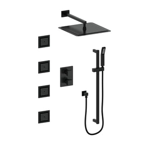 ZLINE Crystal Bay Thermostatic Shower System in Matte Black, CBY-SHS-T3-MB