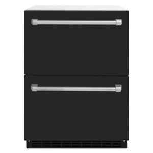 ZLINE 24" Touchstone 168 Can Outdoor-Rated Dual Refrigerator Drawer with Black Matte Doors, RDSO-BLM-24