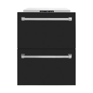 ZLINE 24" Touchstone 168 Can Outdoor-Rated Dual Refrigerator Drawer with Black Matte Doors, RDSO-BLM-24