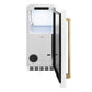 ZLINE Autograph 15" Touchstone Clear Cube Ice Maker with Drain Pump and White Matte Door with Polished Gold Handle, ICCDZ-WM-15-G