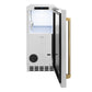 ZLINE Autograph 15" Touchstone Clear Cube Ice Maker with Drain Pump and Solid Stainless Steel Door with Polished Gold Helix Handle, ICCDZ-ST-15-KG