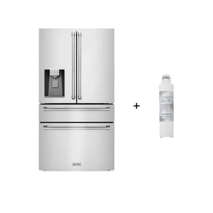 ZLINE 36" 21.6 cu. ft. French Door Refrigerator with Water and Ice Dispenser and Water Filter in Stainless Steel, RFM-W-WF-36