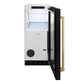 ZLINE Autograph 15" Touchstone Gourmet Ice Maker with Drain Pump and Black Matte Door with Polished Gold Handle, IGMDZ-BLM-15-G