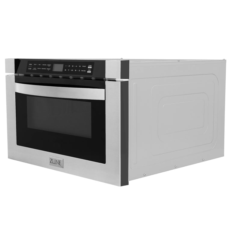 ZLINE Appliance Package - 48" Gas Range, Range Hood, Refrigerator with Water and Ice Dispenser, Dishwasher and Microwave Drawer, 5KPRW-SGRRH48-MWDWV