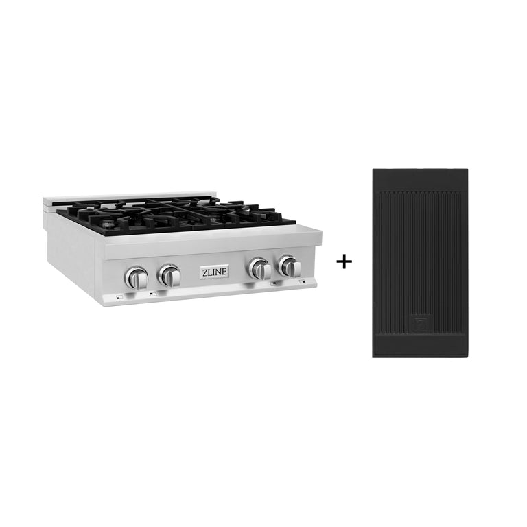 ZLINE 30" Rangetop in Stainless Steel with 4 Gas Burners and Griddle, RT-GR-30