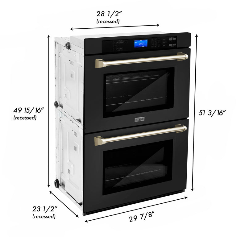 ZLINE 30 Autograph Edition Double Wall Oven with Self Clean and True Convection in Stainless Steel (AWDZ-30) Gold