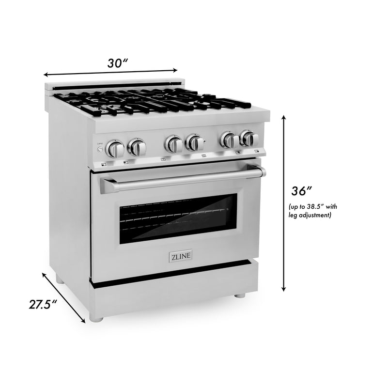 ZLINE 30" 4.0 cu. ft. Gas Burner, Electric Oven with Griddle in Stainless Steel, RA-GR-30