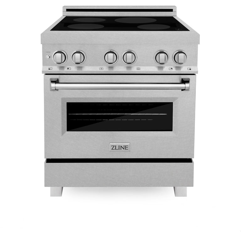 ZLINE 30" 4.0 cu. ft. Induction Range with 4 Element Stove and Electric Oven in DuraSnow® Stainless Steel (RAINDS-SN-30)