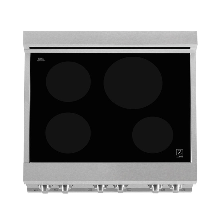 ZLINE 30" 4.0 cu. ft. Induction Range with 4 Element Stove and Electric Oven in DuraSnow® Stainless Steel (RAINDS-SN-30)