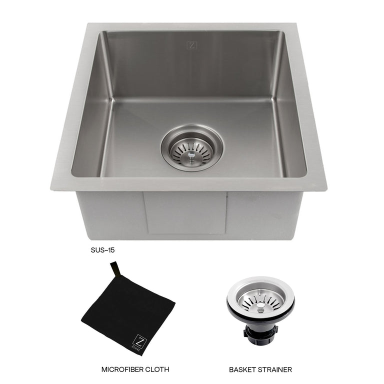 ZLINE 15 in. Boreal Undermount Single Bowl Bar Kitchen Sink in Stainless Steel, SUS-15