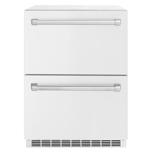 ZLINE 24" Touchstone 168 Can Outdoor-Rated Dual Refrigerator Drawer with White Matte Doors, RDSO-WM-24