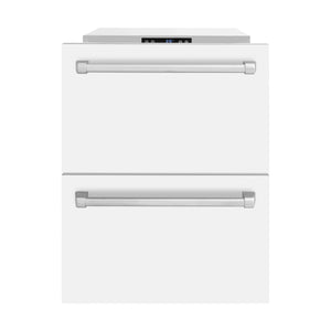 ZLINE 24" Touchstone 168 Can Outdoor-Rated Dual Refrigerator Drawer with White Matte Doors, RDSO-WM-24