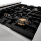 ZLINE 30" 4.0 cu. ft. Gas Burner, Electric Oven with Griddle and Brass Burners in DuraSnow® Stainless Steel, RAS-SN-BR-GR-30