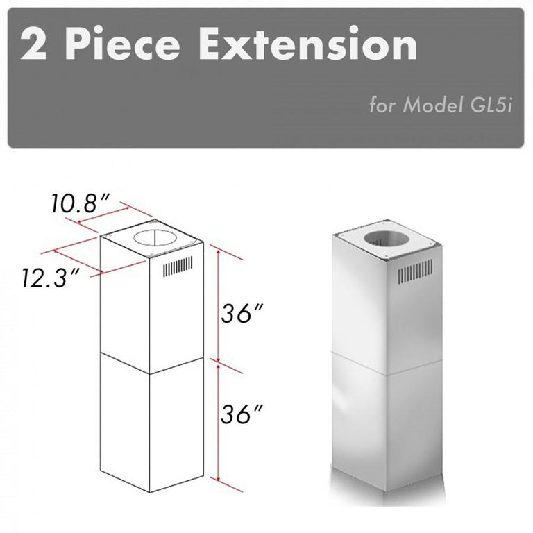 ZLINE 2-36 in. Chimney Extensions for 10 ft-12 ft. Ceiling - 2PCEXT-GL5i