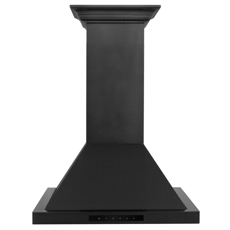 ZLINE 36 in. Convertible Vent Wall Mount Range Hood in Black Stainless Steel with Crown Molding, BSKBNCRN-36
