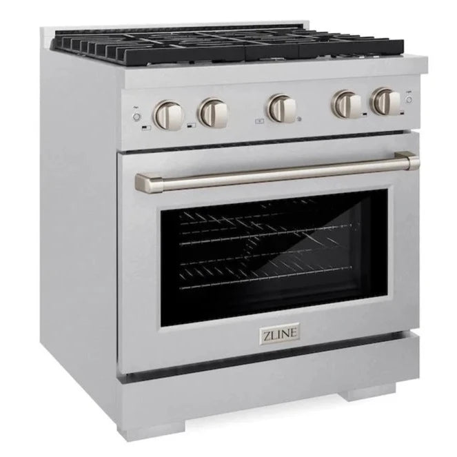 ZLINE 30-inch 4.2 cu. ft. 4 Burner Gas Range with Convection Gas Oven in DuraSnow Stainless Steel