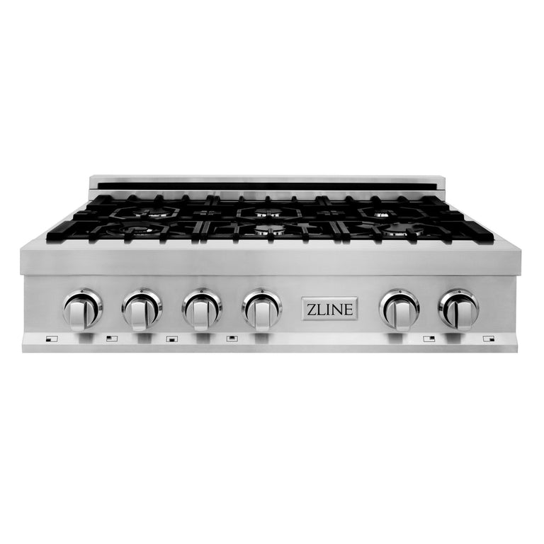 ZLINE 36" Rangetop in Stainless Steel with 6 Gas Burners and Griddle, RT-GR-36