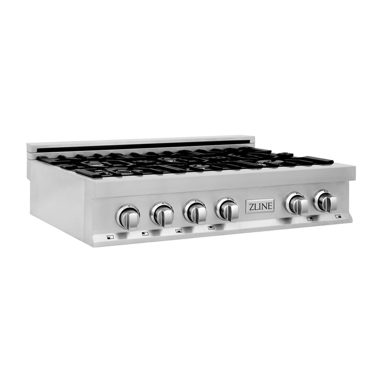 ZLINE 36" Rangetop in Stainless Steel with 6 Gas Burners and Griddle, RT-GR-36