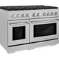 Side profile of ZLINE 48-inch 8-burner double oven gas range in DuraSnow stainless steel finish