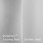 Comparison of DuraSnow stainless steel finish with standard stainless steel, showing the unique texture and appearance of DuraSnow stainless steel.