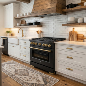 ZLINE Autograph 36" 5.2 cu. ft. Paramount Gas Range with Convection Gas Oven in Black Stainless Steel and Bronze Accents, SGRBZ-36-CB