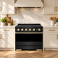 ZLINE Autograph 36 in. 5.2 cu. ft. Marino Induction Range with 5 Element Cooktop and Electric Convection Oven in Black Stainless Steel with Champagne Bronze Accents, MINRBZ-36-CB