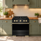 ZLINE Autograph 30 in. 4.2 cu. ft. Marino Gas Range with 4 Burner DuoPro™ Cooktop and Gas Oven in Black Stainless Steel and Champagne Bronze Accents, PMGRBZ-30-CB