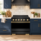 ZLINE Autograph Edition 36 in. 5.2 cu. ft. Marino Induction Range with 5 Element Cooktop and Electric Convection Oven in Black Stainless Steel with Polished Gold Accents, MINRBZ-36-G
