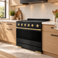 ZLINE Autograph Edition 36 in. 5.2 cu. ft. Marino Induction Range with 5 Element Cooktop and Electric Convection Oven in Black Stainless Steel with Polished Gold Accents, MINRBZ-36-G
